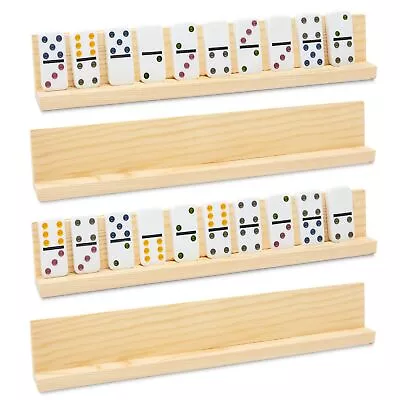 4-Pack Wooden Domino Racks For Mexican Train Slanted Domino Holders 13x2x1 In • $19.29