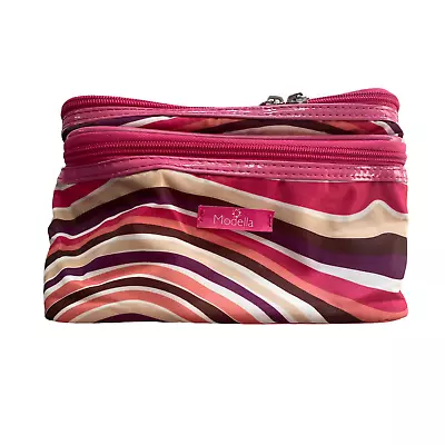 Modella Makeup Cosmetic Bag Pink Wavy Stripe 6  X 9  Zippered • $11.70