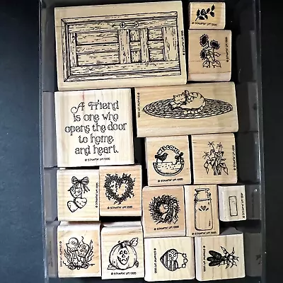 VTG Stampin' Up 1995 Rubber Wood Mounted Craft Stamps 16 Pc Seasons Var. Sizes • $49.99