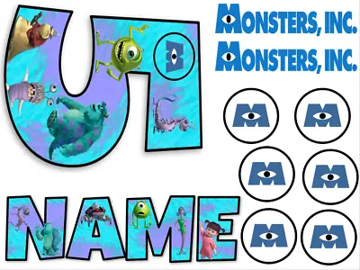 £6.99 • Buy Monster Inc Inspired Name And Number Personalised Cake Edible Icing Topper 