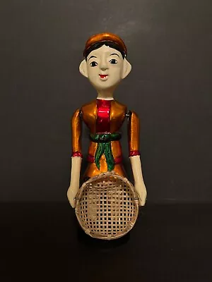 Vietnamese Water Puppet Male Figure Handmade Fish Catcher 9  Adorable Vibrant • $36