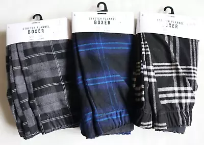 Express Men's Stretch Flannel Boxer Brief Lot Of 3 Size L • $33.99