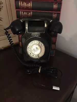 Vintage Black Rotary Dial Wall Mounted Phone Hand Set Retro 70s • £25.99