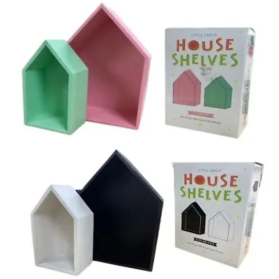 £6.36 • Buy Small Wooden House Shaped Wall Shelves Box Shelf Bedroom Kitchen Kids Pink Green
