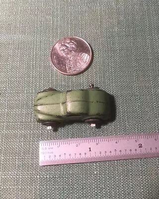 Early Vintage Green 1930s Coupe Car Auto With Free Turning Metal Tires • $10