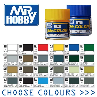 Mr.Hobby Mr.Color SOLVENT Based Lacquer Paint 10ml Jars – Choose Colours • £2.75