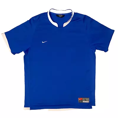 Nike Team Essential Blue Soccer Training Jersey Y2K Tshirt - L • $17.50