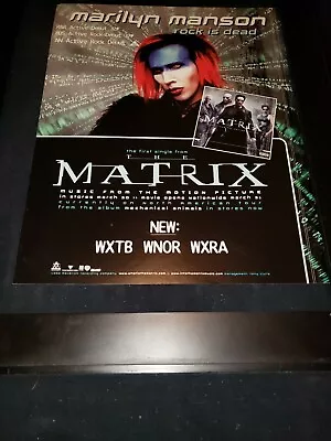 Marilyn Manson The Matrix Rare Original Radio Promo Poster Ad Framed  • $60.45