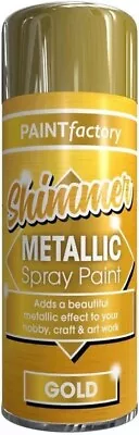 Paint Factory Shimmer Metallic Spray Paint For Craft & Art Work Gold 200ml • £4.48