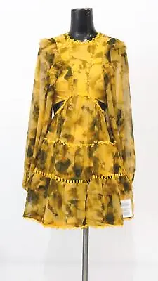 ASOS Design Women's Lace Insert High Neck Mini Dress CG2 Yellow Black Size US:0 • $23.79