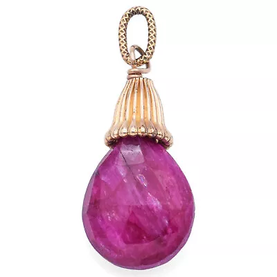 Vintage 10K Yellow Gold Ruby Faceted Pear Pendant • $195