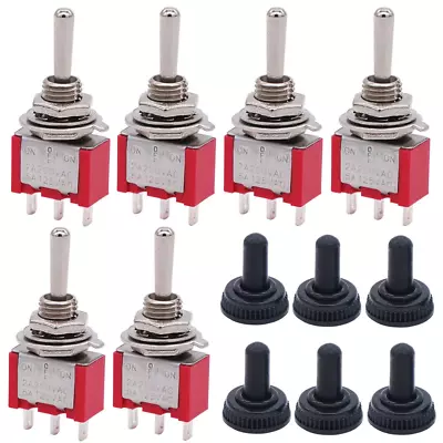 /6Pcs Mini Momentary Toggle Switch SPDT 3 Position 3 Pins (0N)-Off-(On) Miniatur • $18.11