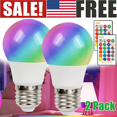 2PC RGBW LED Bulb Light 16 Color Changing E27 Lamp Wireless IR Remote Controller • $9.58