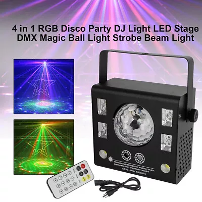 4 In 1 RGB Disco Party DJ Light LED Stage DMX Magic Ball Light Strobe Beam Light • $67.65