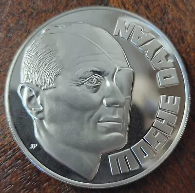 Israeli Heroes Moshe Dayan Commemorative Medal Sterling Silver. • $59.95