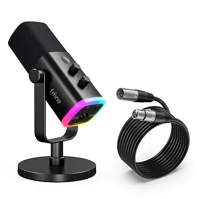 FIFINE XLR/USB RGB Dynamic Microphone For PC Gaming Streaming Podcast Recording • $54.99