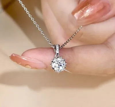 £295 • Buy 2ct Necklace Pendant White Gold Diamond Test Pass Lab-Created VVS1/D Round Cut