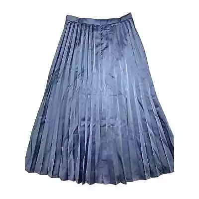 J Crew NWT XS Size 2 Satin Pleated Aimee Midi Skirt Light Blue Lined Periwinkle • $49.99