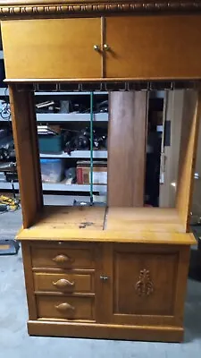 Antique QUARTERED Oak Physicians Medical Dental Cabinet W. D. Allison Co. • $450