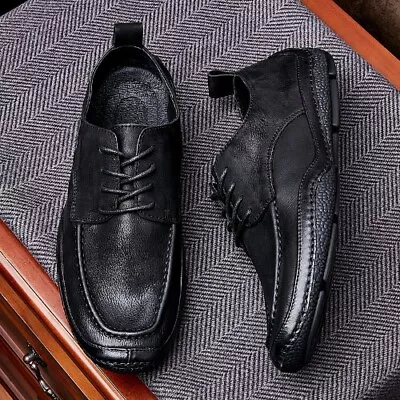 Soft Leather Mens Boots LuxuryGenuine Leather Round Toe 2023 Black Vintage Ankle • $152.33