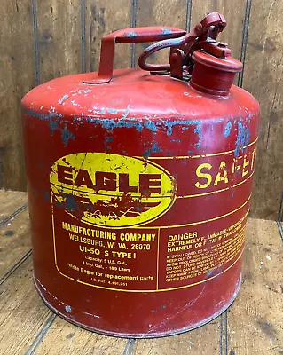Vintage Eagle Red Metal Safety Gas Can 5 Gallons • $30