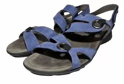 Mephisto Parfolia Slingback Sandals Women  Size 41 US 11 Blue Nubuck Leather • $34.97