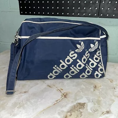 🔥🚨Vintage Original 80s Adidas Gym Duffle Travel Bag Rare EUC Navy Blue Euro • $49.99