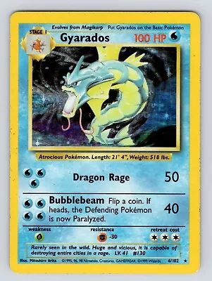 Gyarados 6/102 Base Set Unlimited Holo Rare Pokemon Card WOTC MP • $12.99