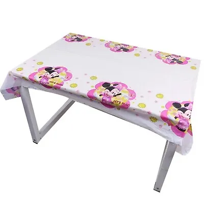 Minnie Mouse White Tablecloth Table Cover Kid Birthday Party Tableware 180x108cm • $6.21