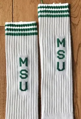 1980s Retro Michigan State Spartans Striped Crew Socks NOS Vintage 70s 80s • $29