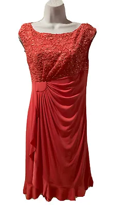 Dressbarn Mother Of The Bride Groom Formal Coral Mother’s Dress Size 6 S Small • $35