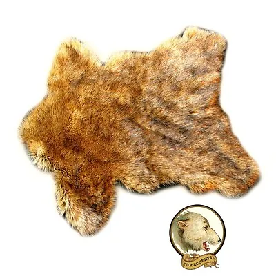 $159.99 • Buy Plush Fur Wolf Skin Hide Pelt Rug, Golden Brown Throw Faux Fur Shag Sierra Bear