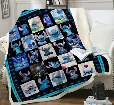$24.99 • Buy Lilo And Stitch Movie Funny Fleece Blanket For Bed Sofa Couch Hello Stitch Cute
