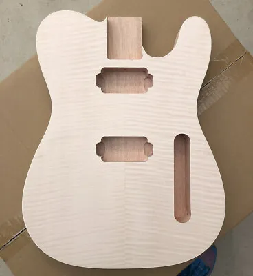 Unfinished Electric Guitar Body Mahogany Flame Maple Veneer Diy Guitar TELE HH • $85