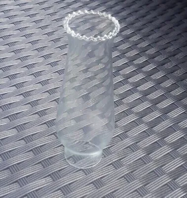 Small Bulge Glass Oil Lamp Chimney Frilled 3.3 Cm / 1 3 Base X 12 Cm / 4 75 High • £9.95