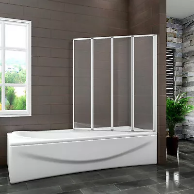 £77 • Buy Aica 4 Folds Folding Bath Shower Screen 1000x1400mm Door Panel Over Bathroom