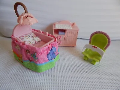 RARE DEAL! Fisher Price Loving Family Dollhouse Furniture Nursery PLUS Baby • $65
