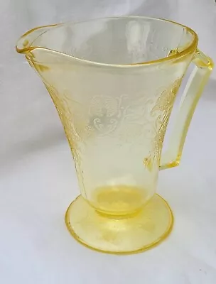 Vintage Hazel Atlas Yellow Depression Glass Florentine No 2 Pitcher 7.5  28 Oz • $20