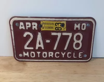 Missouri Motorcycle License Plate  • $20