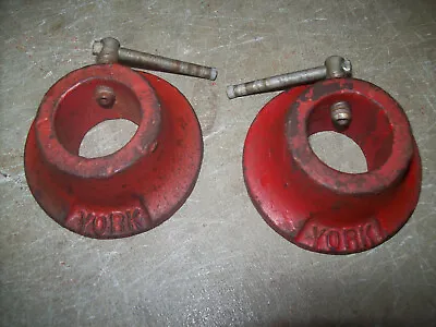 2 Vtg YORK BARBELL COLLARS Bodybuilding Fitness DUMBBELLS Homegym STRONGMAN**** • $35