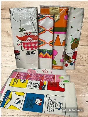 Vintage Paper Tablecloth Lot Of 7 MCM Ziggy Barbecue Psychedelic Valentines  • $22