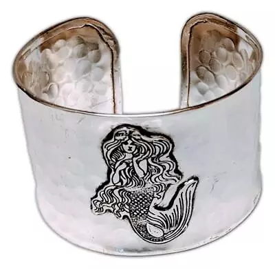 Silver-Plated Hammered MERMAID Adjustable Cuff Bracelet One Size By Anju • $17.99