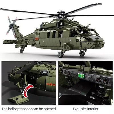 Building Blocks MOC WW2 Military Z20 Combat Helicopter Bricks Model Kids DIY Toy • $94.92