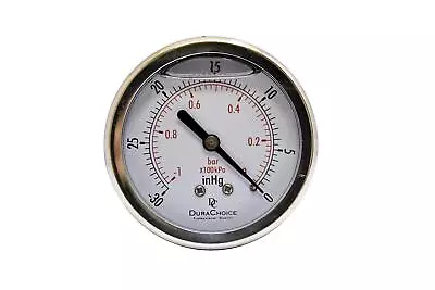 $13.39 • Buy 2-1/2  Vacuum Pressure Gauge - S.S. Case, 1/4  NPT Ctr. Back Mnt -30HG/0