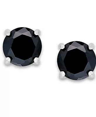 Black Cubic Zirconia Stud Earrings 2 CARATS In Sterling Silver Giani Bernini • $14.16