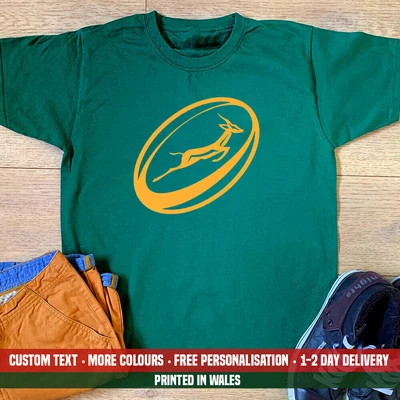 Springbok Rugby Ball T-shirt South Africa African Birthday Fathers Day Gift Top • £13.99