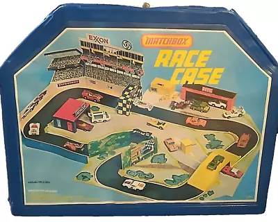 Vintage 1977 Matchbox  Race Case  W/Pit Start Gas Station Gas Pumps And More • $22.49