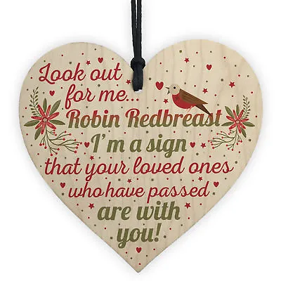 £3.99 • Buy Robin Redbreast Mum Dad Nan Grandad Memorial Wood Heart Plaque Grave Gift Sign