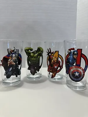 Marvel Avengers Pint Glasses Set Of 4. Thor Iron Man Hulk Captain America • $24