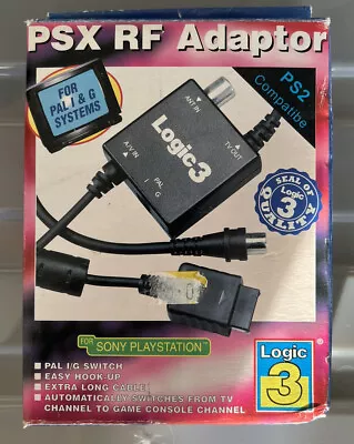 Psx Rf Adaptor Ps2 Logic Boxed Logic 3 Long Cable Accessory • £16.99